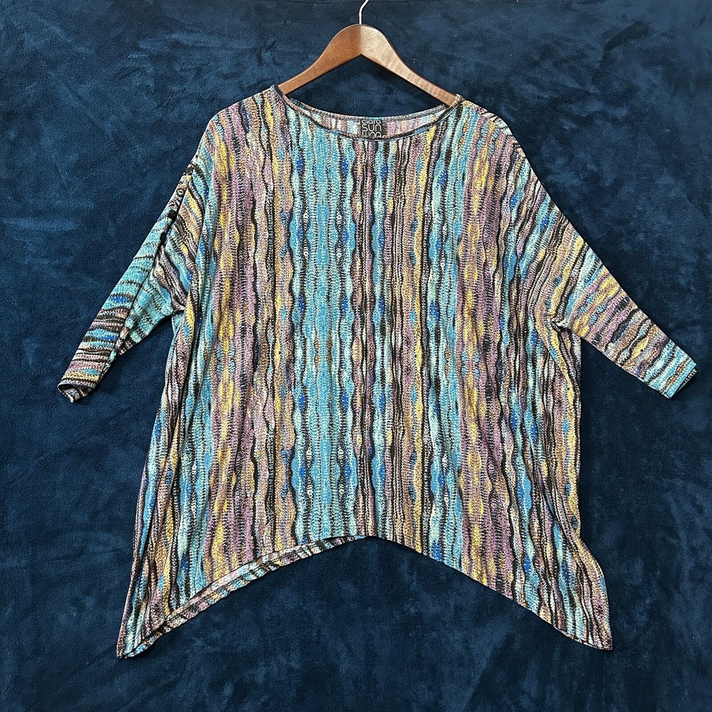 Clara Sun Woo Asymmetrical Top Size M Ripple Stripe Artsy 90's Stretchy